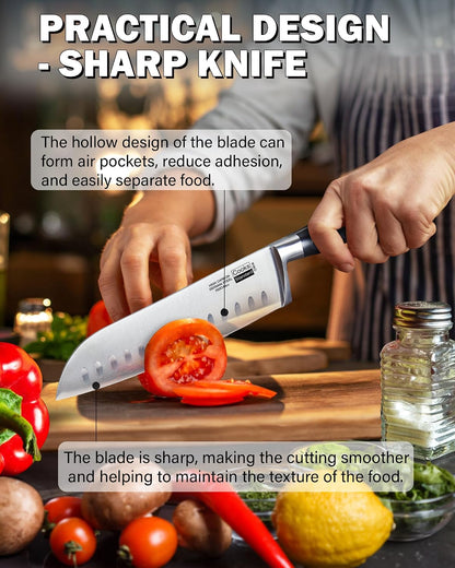 Classic Cutlery, High Carbon Stainless Steel Knives Set, 8" Chef's Knife and 7" Santoku Knife, Ergonomic Handle, 2-Piece