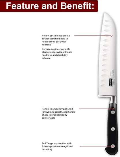 Classic Cutlery, High Carbon Stainless Steel Knives Set, 8" Chef's Knife and 7" Santoku Knife, Ergonomic Handle, 2-Piece