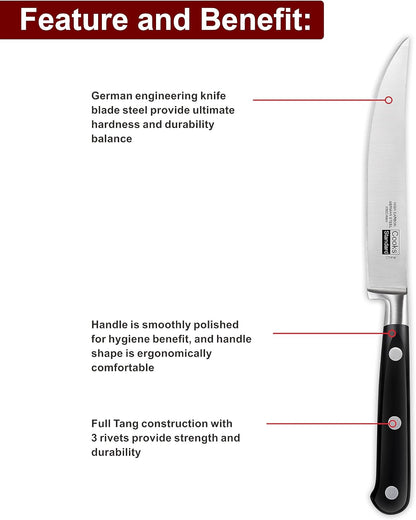 Classic Cutlery, High Carbon Stainless Steel Knives Set, 8" Chef's Knife and 7" Santoku Knife, Ergonomic Handle, 2-Piece