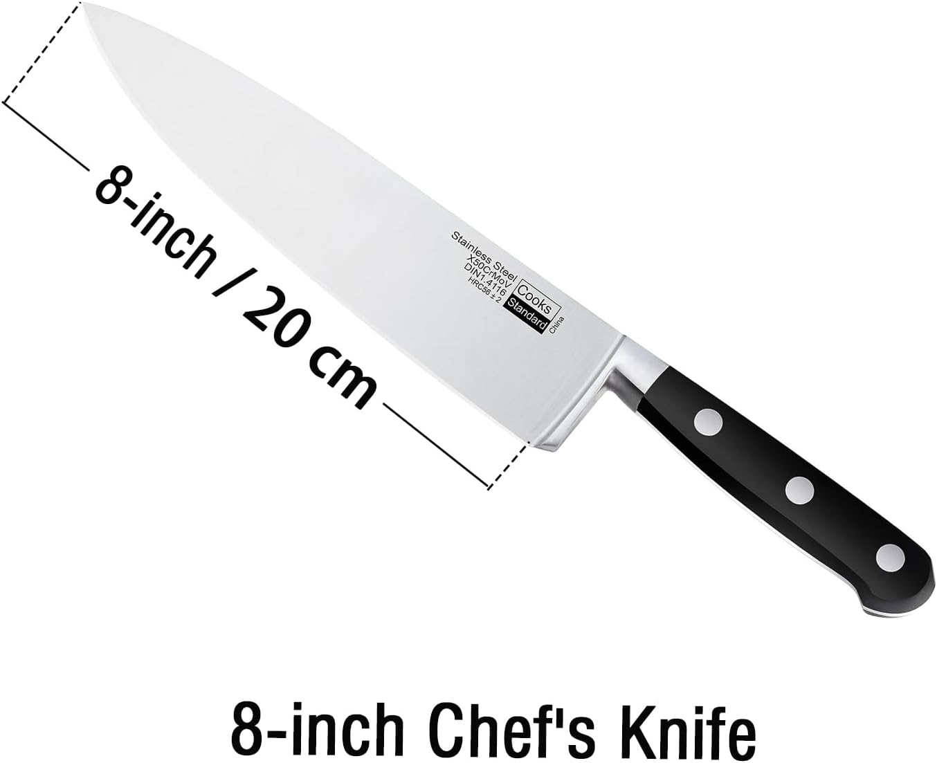 Classic Cutlery, High Carbon Stainless Steel Knives Set, 8" Chef's Knife and 7" Santoku Knife, Ergonomic Handle, 2-Piece