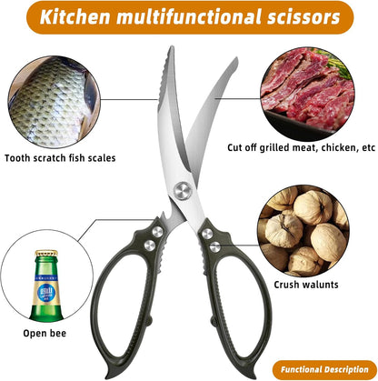 Heavy Duty Poultry Shears,Kitchen Shears Scissors for Meat Cutting | Comfort-Grip,Premium Stainless Steel Sharp Blade,Chicken,Turkey,Fish,Dishwasher Safe with Anti-Slip Handle