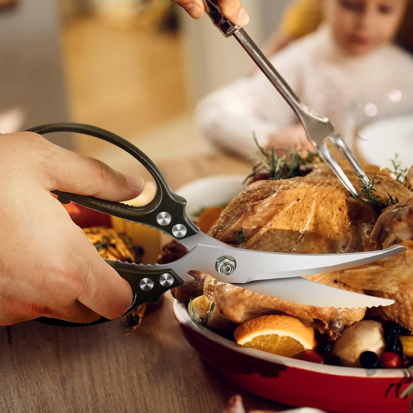 Heavy Duty Poultry Shears,Kitchen Shears Scissors for Meat Cutting | Comfort-Grip,Premium Stainless Steel Sharp Blade,Chicken,Turkey,Fish,Dishwasher Safe with Anti-Slip Handle