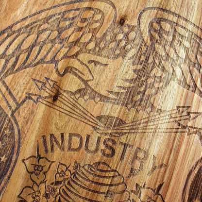 Totally Bamboo Rock & Branch Origins Series New York State Shaped Cutting Board and Charcuterie Serving Tray, Includes Hang Tie for Wall Display