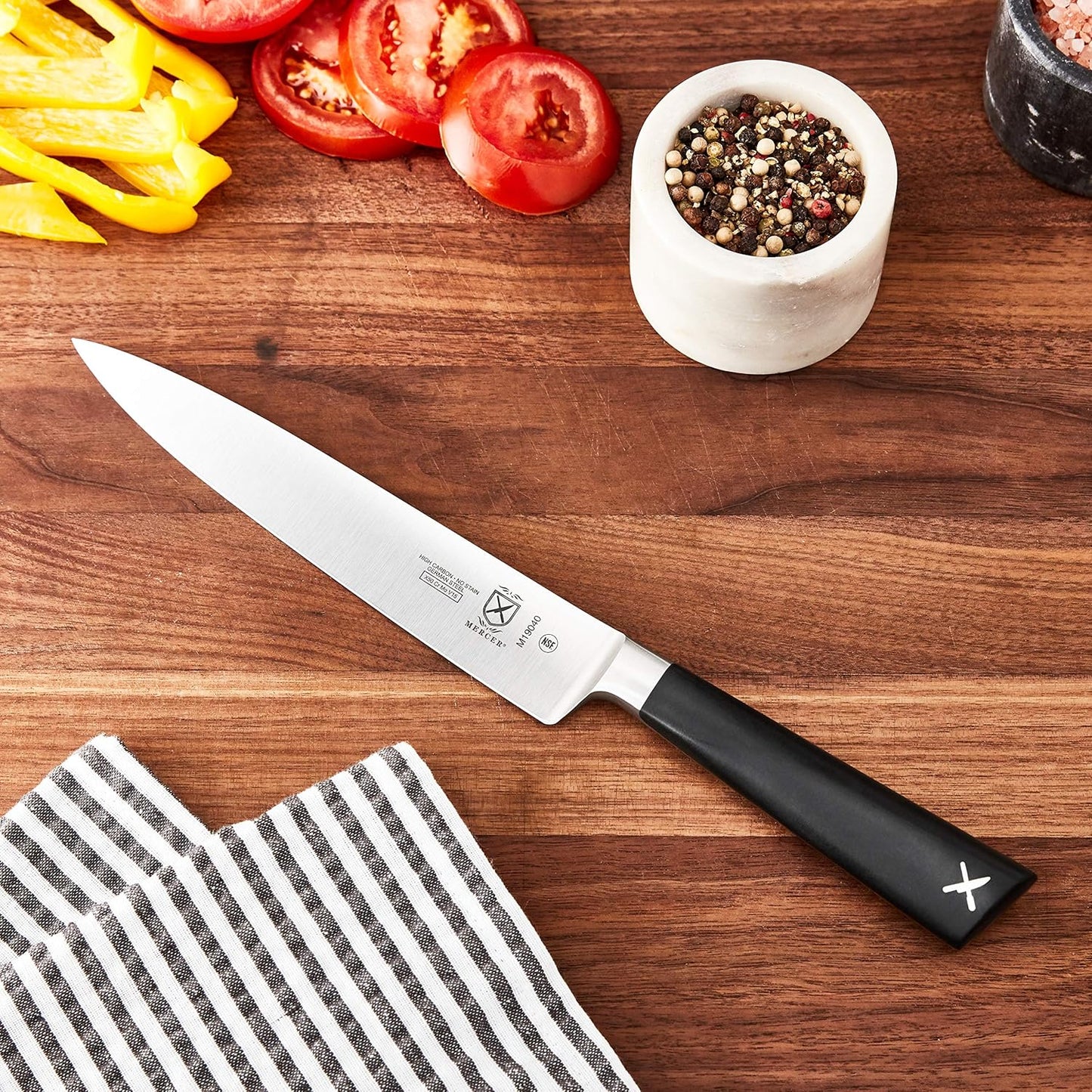 Mercer Culinary Züm Forged Utility Wavy Edge Knife, 6 Inch,Black