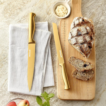 McCook® Knife Sets,German Stainless Steel Knife Block Sets with Built-in Sharpener