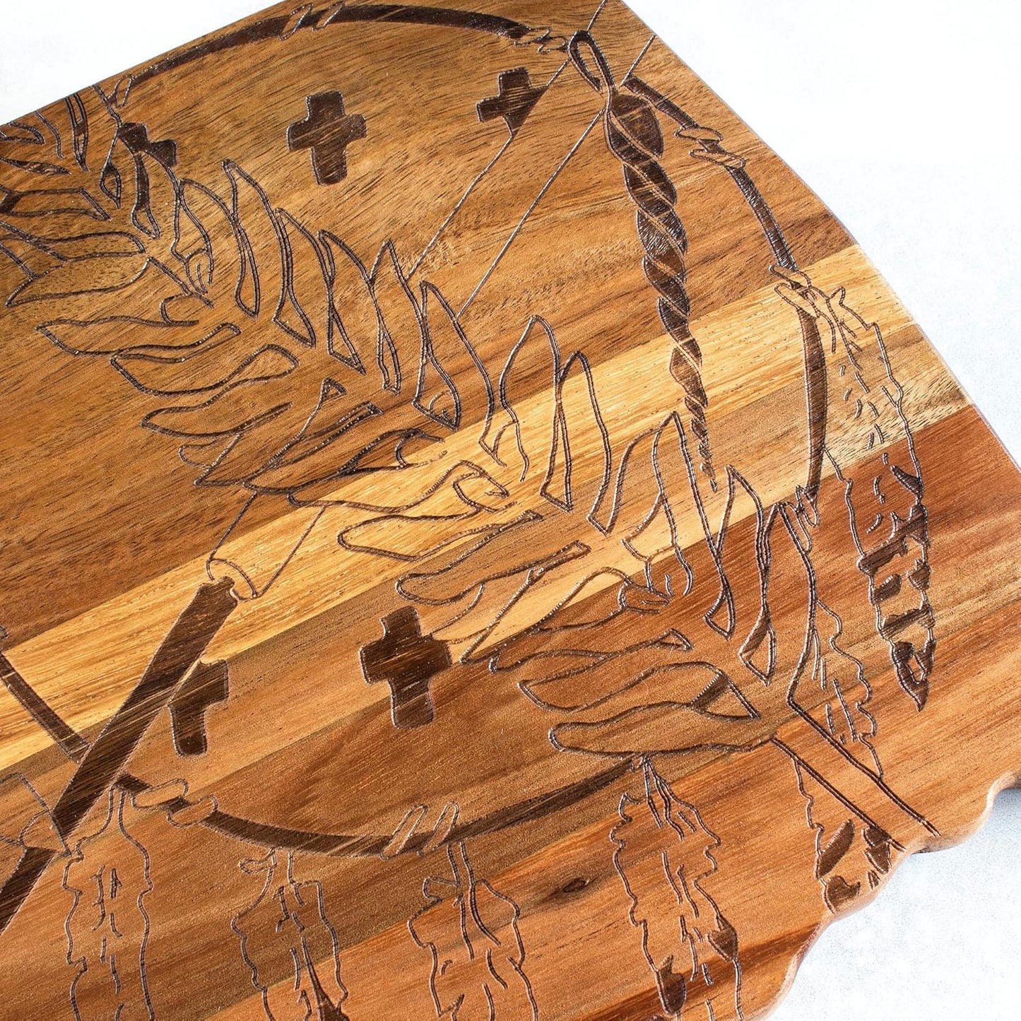 Totally Bamboo Rock & Branch Origins Series New York State Shaped Cutting Board and Charcuterie Serving Tray, Includes Hang Tie for Wall Display