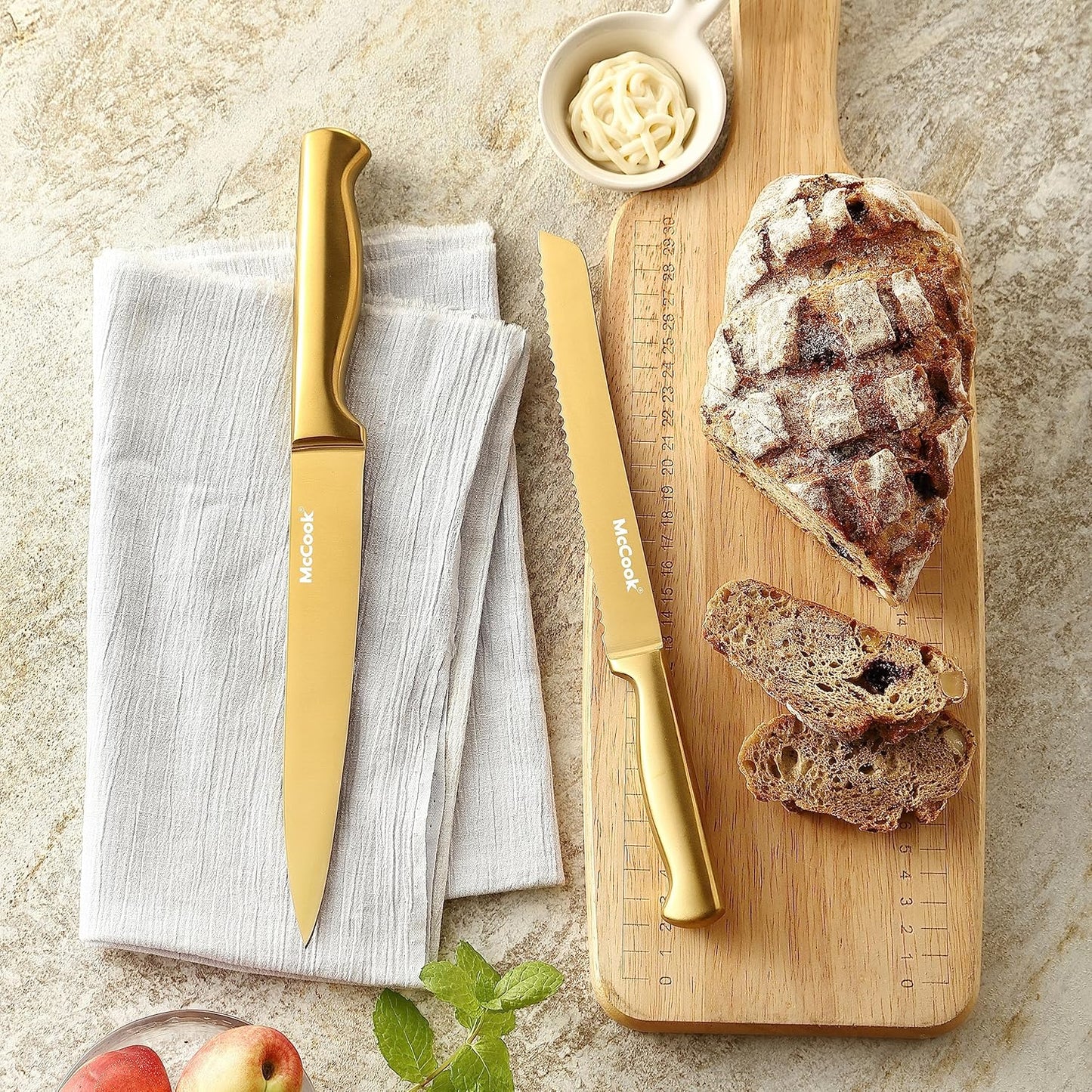 McCook® Knife Sets,German Stainless Steel Knife Block Sets with Built-in Sharpener