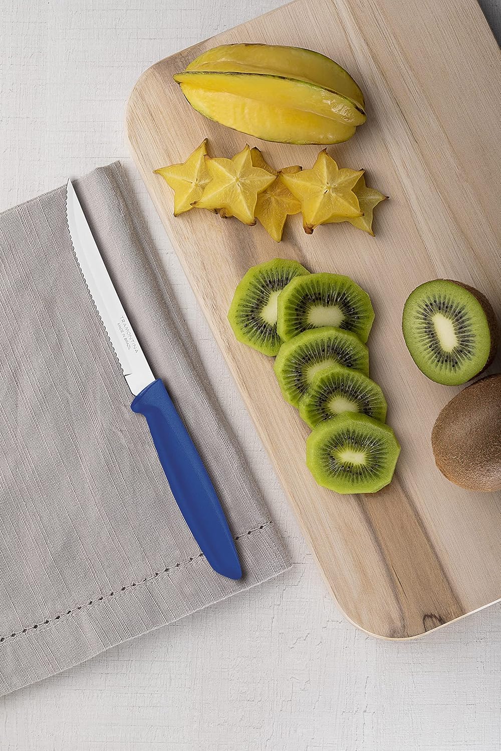 Tramontina Kitchen Knives Set of 6, Serrated Fruit Tomato Cooking Knife, Vegetable Chopper Peeler, Stainless Steel, Multipurpose, Pointed Tip, Brown, 23498454