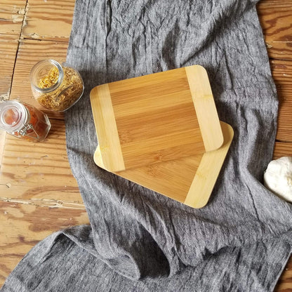 Lipper International Bamboo Wood Two-Tone Kitchen Cutting and Serving Board, Small, 7 3/4" x 6" x 1/4", Set of 2