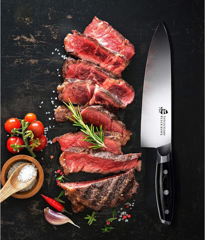 TUO Honing Rod, Knife Sharpening Rod 8 Inch, High Carbon German Steel Knife Sharpener with Ergonomic Pakkawood Handle, Premium Honing Steel for Kitchen Knives Blade Maintenance, Black Hawk Series