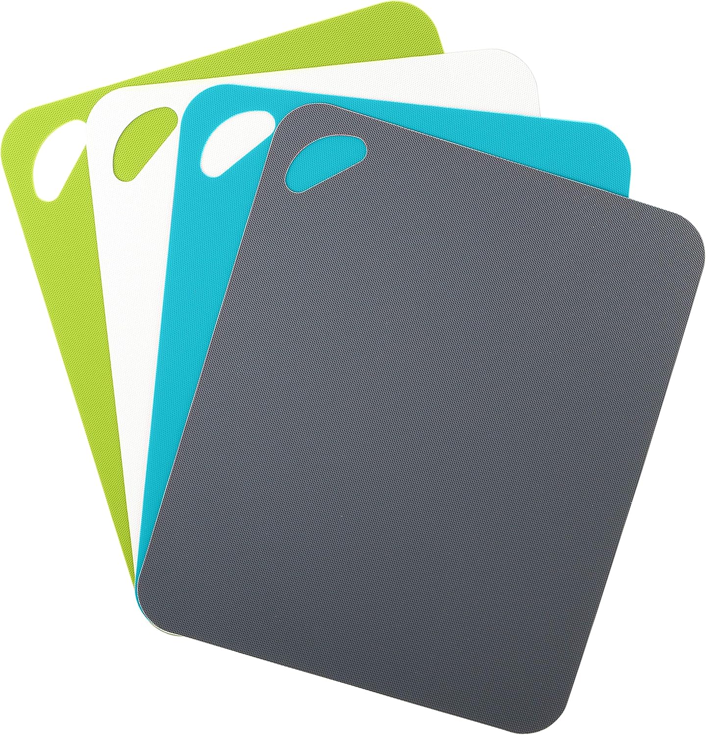 Dexas Heavy Duty Cutting Board Grippmat, Flexible Cutting Boards for Kitchen, Set of 4, Non Slip Plastic Board Cutting Mat Small Size 5.5 x 8, Blue, Green, Yellow, Red Set, Kitchen Gadgets