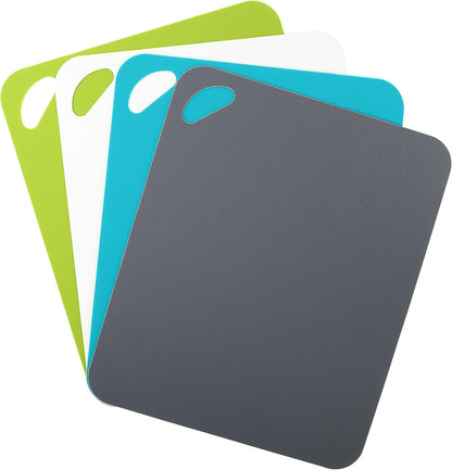 Dexas Heavy Duty Cutting Board Grippmat, Flexible Cutting Boards for Kitchen, Set of 4, Non Slip Plastic Board Cutting Mat Small Size 5.5 x 8, Blue, Green, Yellow, Red Set, Kitchen Gadgets