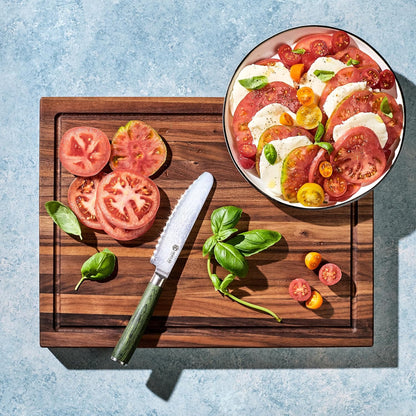 HexClad Medium Walnut Cutting Board, Double-Sided with Juice Groove & Recessed Handles, Durable, Scratch-Resistant Hardwood, Great for Chopping, Carving & Serving, 11.75"x15.75"