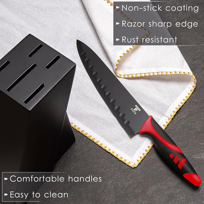 Moss & Stone 14 Pcs Knife Block Set Stainless Steel, Premium Forged Kitchen Knives Set with High-Carbon Blades, Ergonomic Handle, Sharp Blade, Rust Resistant, Modern Style for Home & Chef, Black