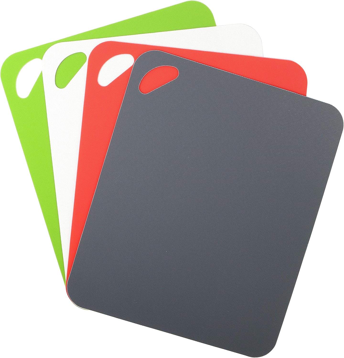 Dexas Heavy Duty Cutting Board Grippmat, Flexible Cutting Boards for Kitchen, Set of 4, Non Slip Plastic Board Cutting Mat Small Size 5.5 x 8, Blue, Green, Yellow, Red Set, Kitchen Gadgets