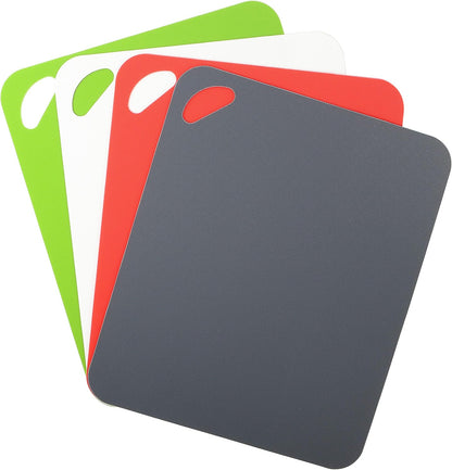 Dexas Heavy Duty Cutting Board Grippmat, Flexible Cutting Boards for Kitchen, Set of 4, Non Slip Plastic Board Cutting Mat Small Size 5.5 x 8, Blue, Green, Yellow, Red Set, Kitchen Gadgets