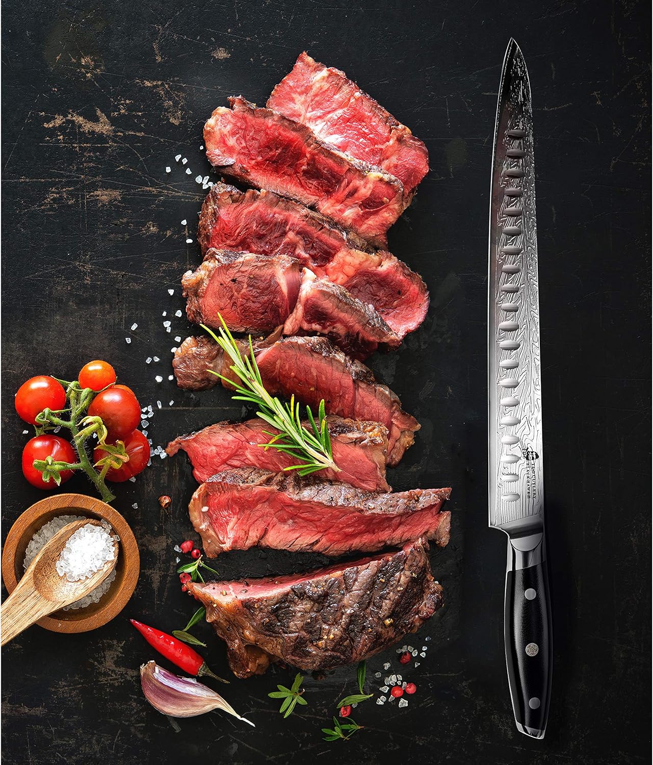 TUO Honing Rod, Knife Sharpening Rod 8 Inch, High Carbon German Steel Knife Sharpener with Ergonomic Pakkawood Handle, Premium Honing Steel for Kitchen Knives Blade Maintenance, Black Hawk Series
