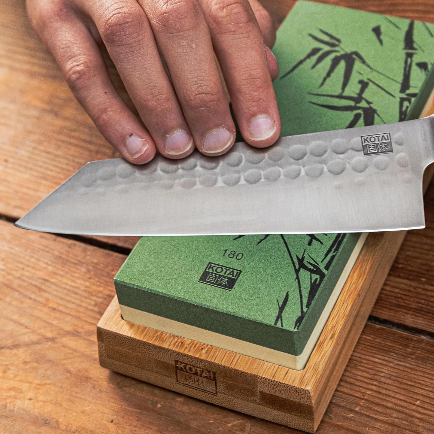KOTAI | Dual-Grit Whetstone Kitchen Knife Sharpening Set | 180/800 Ceramic Stone | Precision Sharpening | Anti-Slip Base & Angle Guide | Pro-Grade Edge Restoration