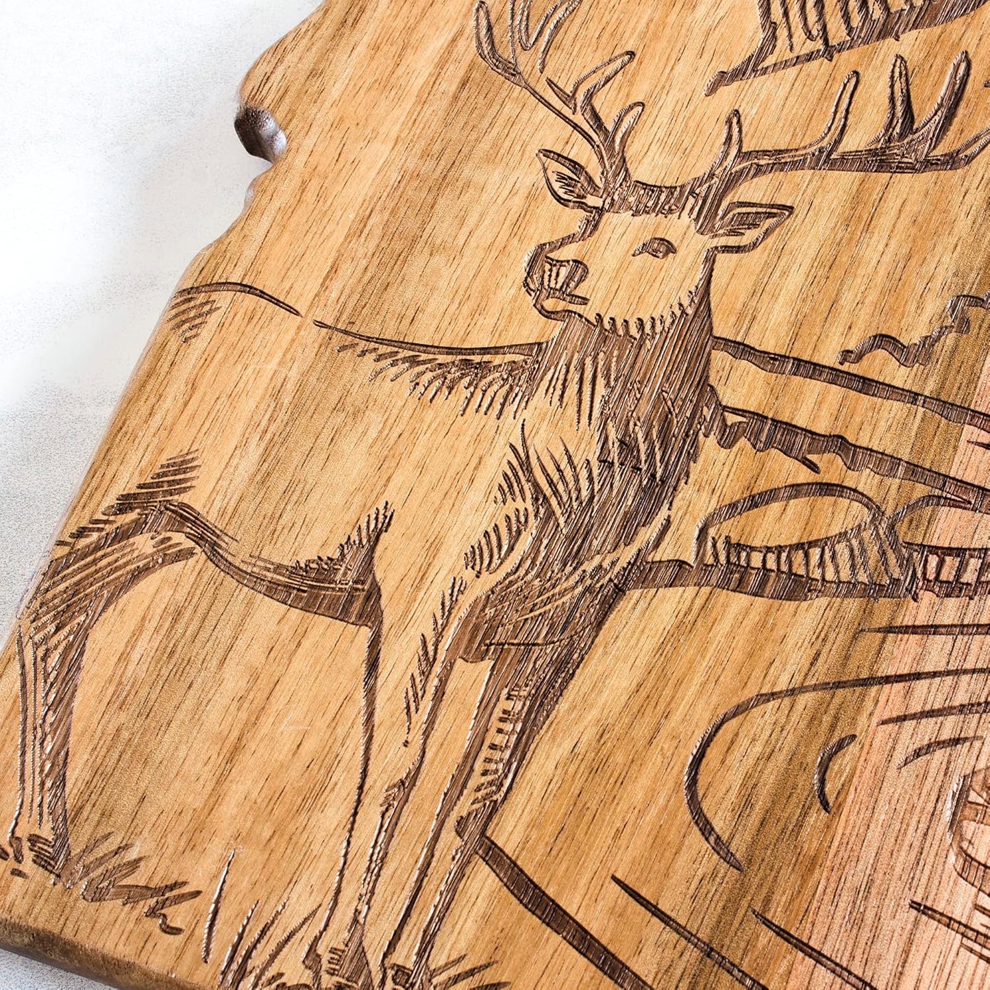 Totally Bamboo Rock & Branch Origins Series New York State Shaped Cutting Board and Charcuterie Serving Tray, Includes Hang Tie for Wall Display
