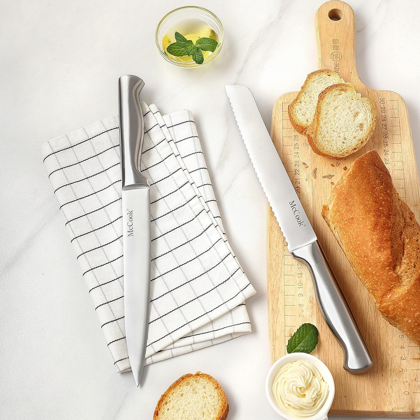McCook® Knife Sets,German Stainless Steel Knife Block Sets with Built-in Sharpener