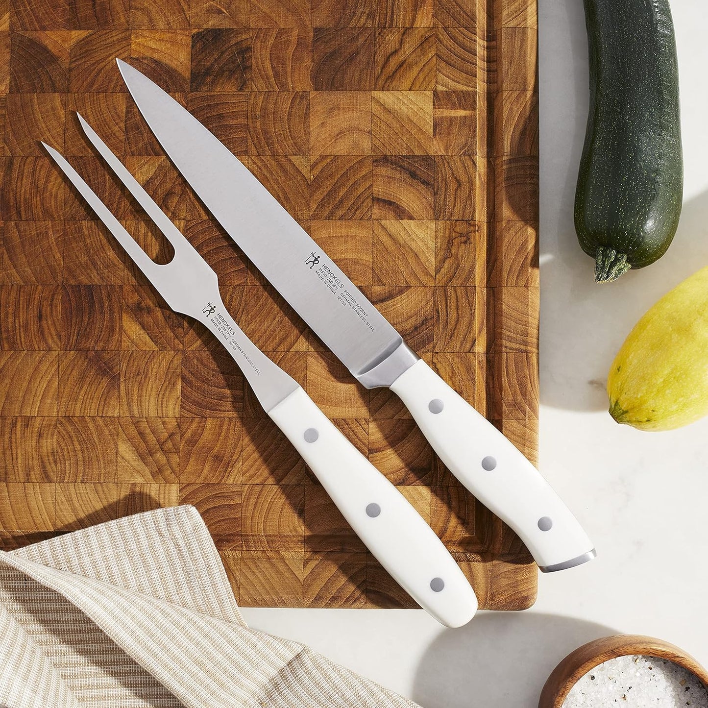HENCKELS Forged Accent Razor-Sharp 2-pc Carving Knife Set, White Handle, German Engineered Informed by 100+ Years of Mastery