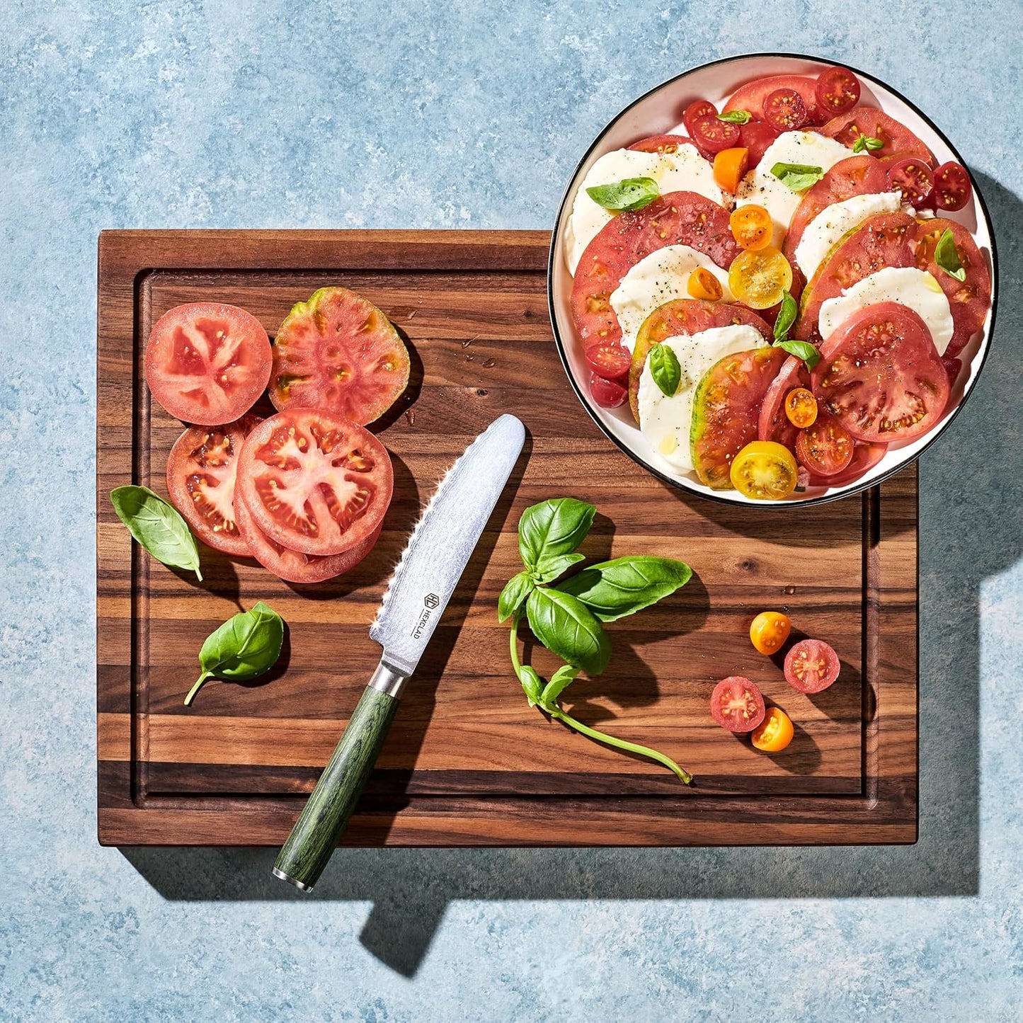 HexClad Medium Walnut Cutting Board, Double-Sided with Juice Groove & Recessed Handles, Durable, Scratch-Resistant Hardwood, Great for Chopping, Carving & Serving, 11.75"x15.75"