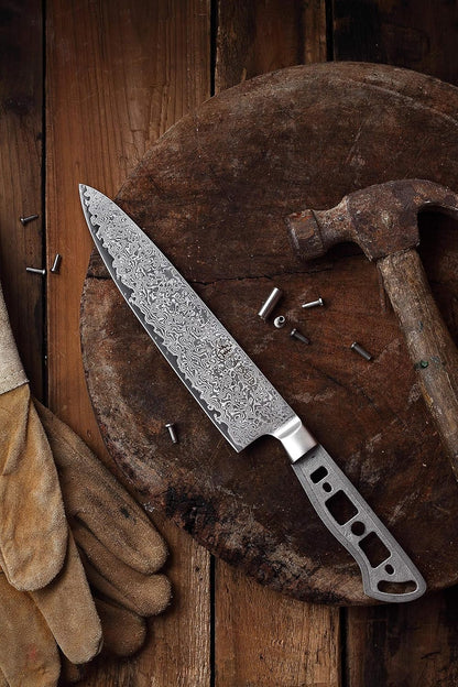 KATSURA Woodworking Project Kit – Gyuto Chef Knife Blank – 8 Inch – 45mm Wide Blade – Japanese Premium AUS 10, 67 Layers Damascus Steel