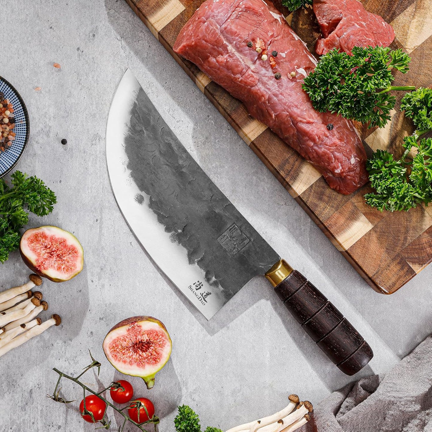 SHANGDAO Meat Cleaver Knife, 7.4 ″ Heavy Duty Razor Sharp Butcher Cleaver Kitchen Knife, High-carbon steel Chopper Knife, Forged Blade & Wood Handle, For Home Kitchen and Restaurant