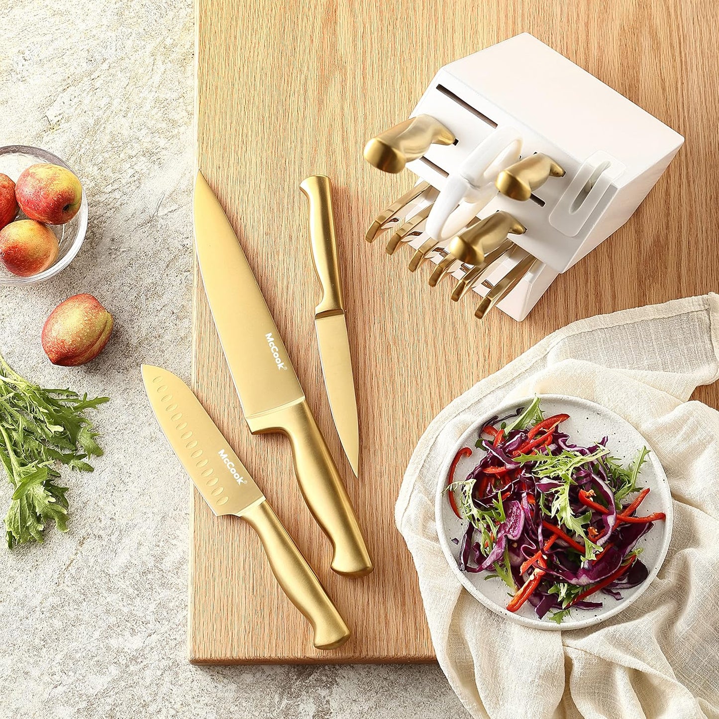 McCook® Knife Sets,German Stainless Steel Knife Block Sets with Built-in Sharpener