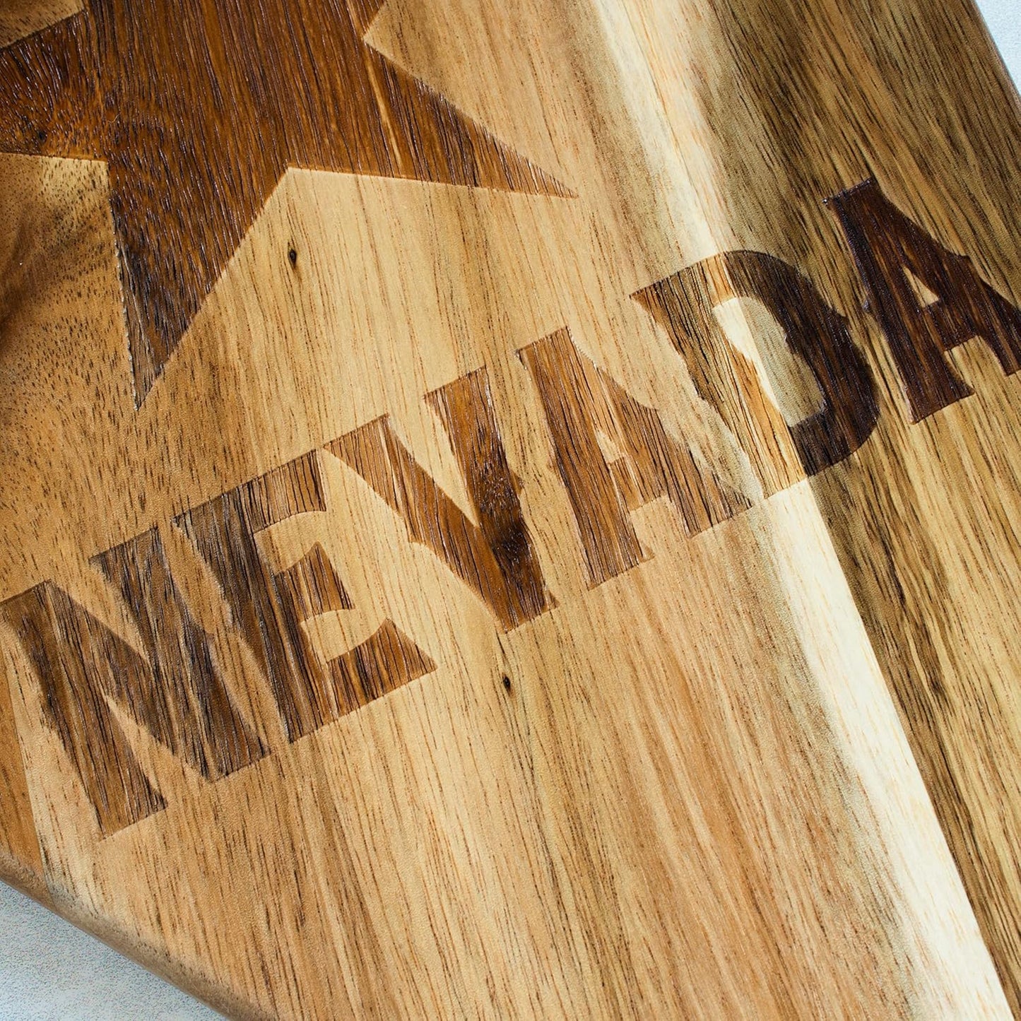 Totally Bamboo Rock & Branch Origins Series New York State Shaped Cutting Board and Charcuterie Serving Tray, Includes Hang Tie for Wall Display