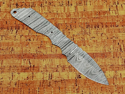 knife making rain drop pattern Damascus steel blank blade, 10.5 inches long hand forged straight back skinning knife, hunting knife, 4.5" scale space with 3 Pin and a lace hole, 5.25 inches cutting edge