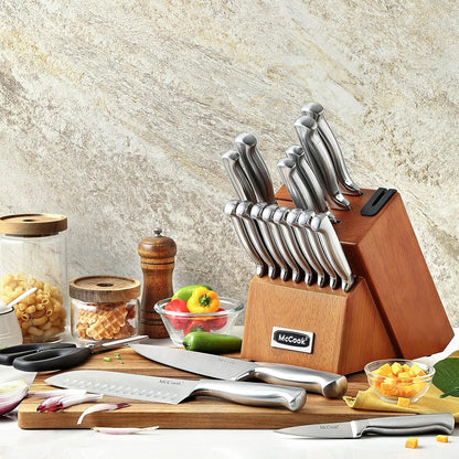 McCook® Knife Sets,German Stainless Steel Knife Block Sets with Built-in Sharpener