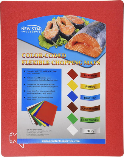 New Star Foodservice Flexible Cutting Board Set, Assorted Colors, BPA-Free Plastic, 6 Count