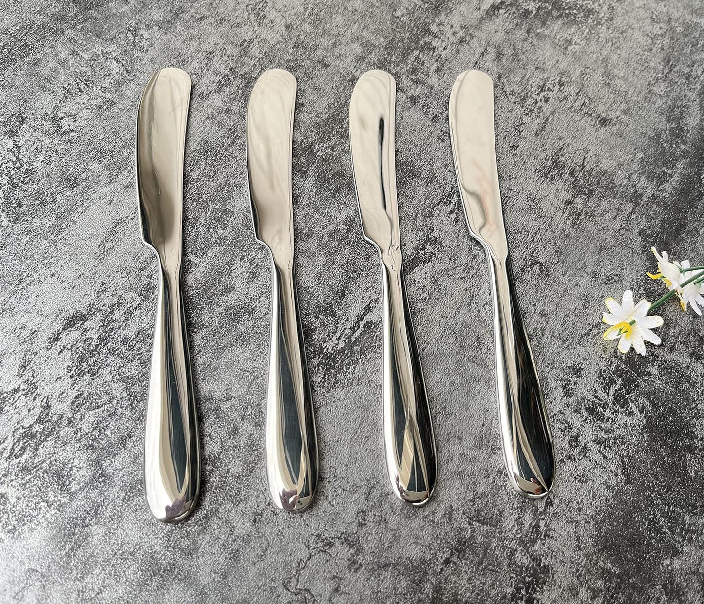 4 Pieces Set Butter knife, Pate Knife Cheese Spreader, Thick and Smooth Handle Food Safety Material Stainless Steel 18/10 SUS 304# for Home Restaurant Party breakfast (Mirror)