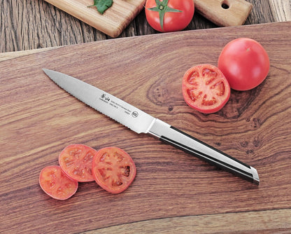 Cangshan X Series German Steel Forged Serrated Utility Knife, 5", Silver