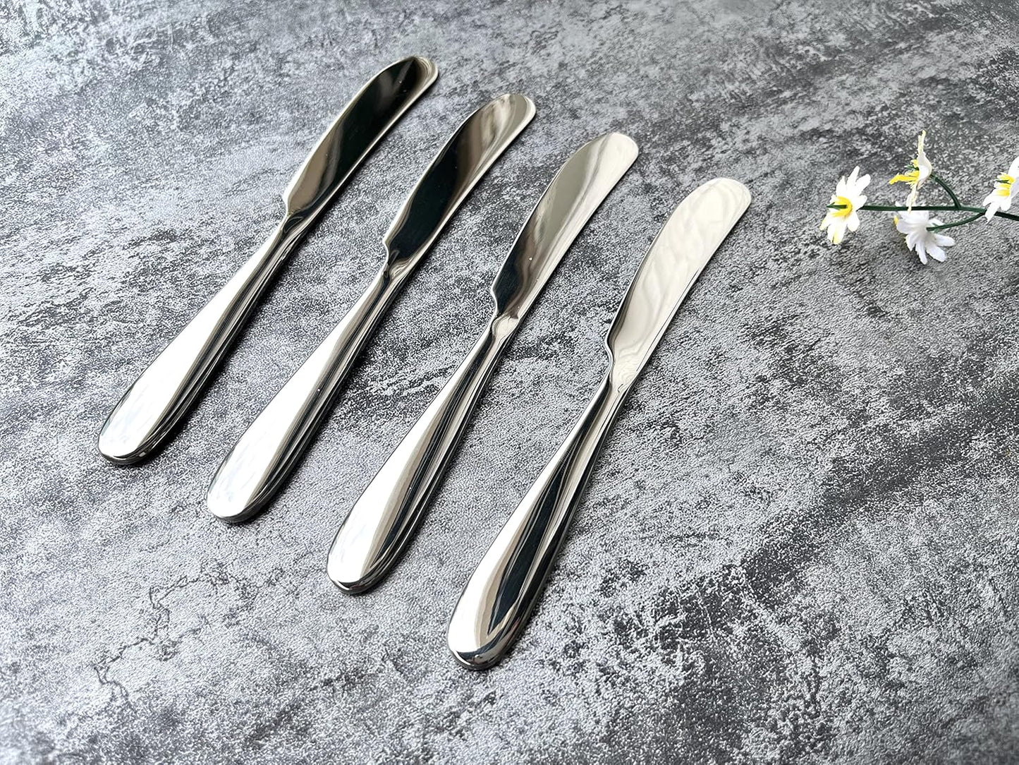 4 Pieces Set Butter knife, Pate Knife Cheese Spreader, Thick and Smooth Handle Food Safety Material Stainless Steel 18/10 SUS 304# for Home Restaurant Party breakfast (Mirror)