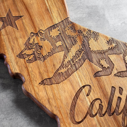 Totally Bamboo Rock & Branch Origins Series New York State Shaped Cutting Board and Charcuterie Serving Tray, Includes Hang Tie for Wall Display