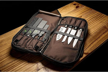 Chef Knife Bag Holds 20 Knives PLUS Large Zippered Compartment for Kitchen Tools – Durable, Large Knife Bag for Chefs – Professional Grade and makes a great gift!