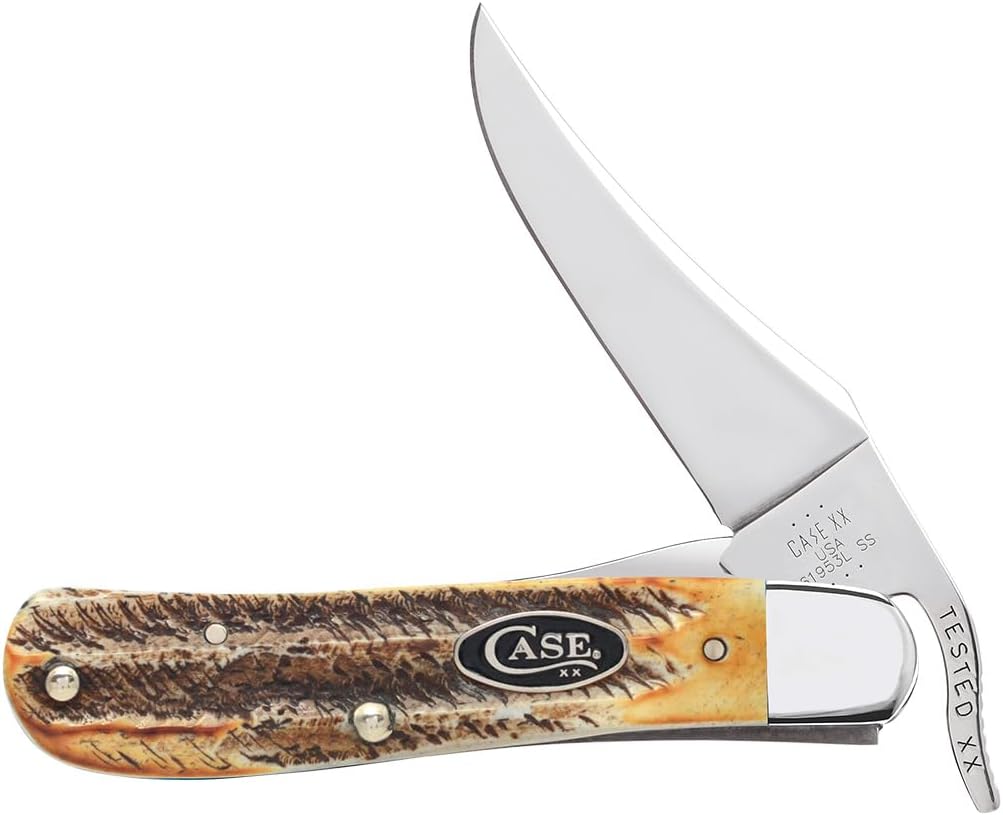 Case WR XX Pocket Knife Amber Jigged Bone Russlock Item #260 - (61953L SS) - Length Closed: 4 1/4 Inches