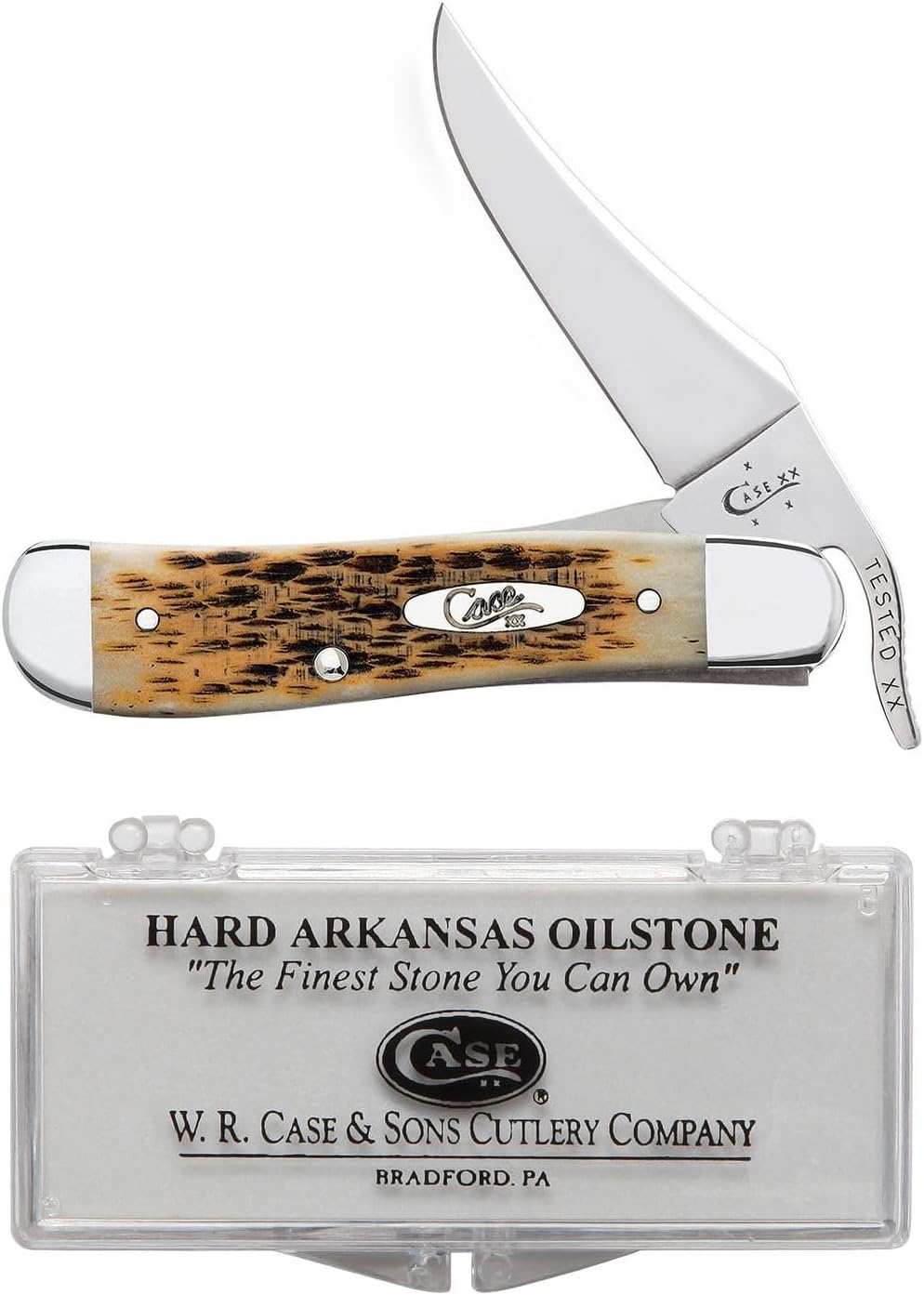 Case WR XX Pocket Knife Amber Jigged Bone Russlock Item #260 - (61953L SS) - Length Closed: 4 1/4 Inches