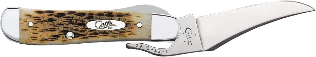 Case WR XX Pocket Knife Amber Jigged Bone Russlock Item #260 - (61953L SS) - Length Closed: 4 1/4 Inches
