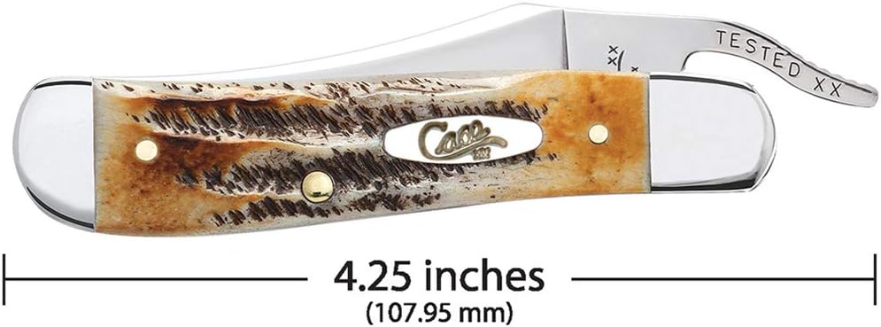 Case WR XX Pocket Knife Amber Jigged Bone Russlock Item #260 - (61953L SS) - Length Closed: 4 1/4 Inches