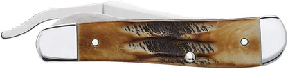 Case WR XX Pocket Knife Amber Jigged Bone Russlock Item #260 - (61953L SS) - Length Closed: 4 1/4 Inches