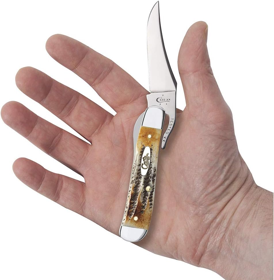 Case WR XX Pocket Knife Amber Jigged Bone Russlock Item #260 - (61953L SS) - Length Closed: 4 1/4 Inches