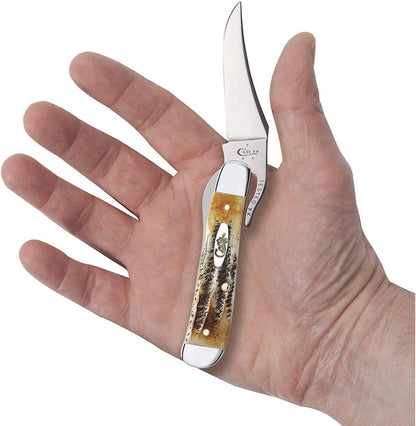 Case WR XX Pocket Knife Amber Jigged Bone Russlock Item #260 - (61953L SS) - Length Closed: 4 1/4 Inches