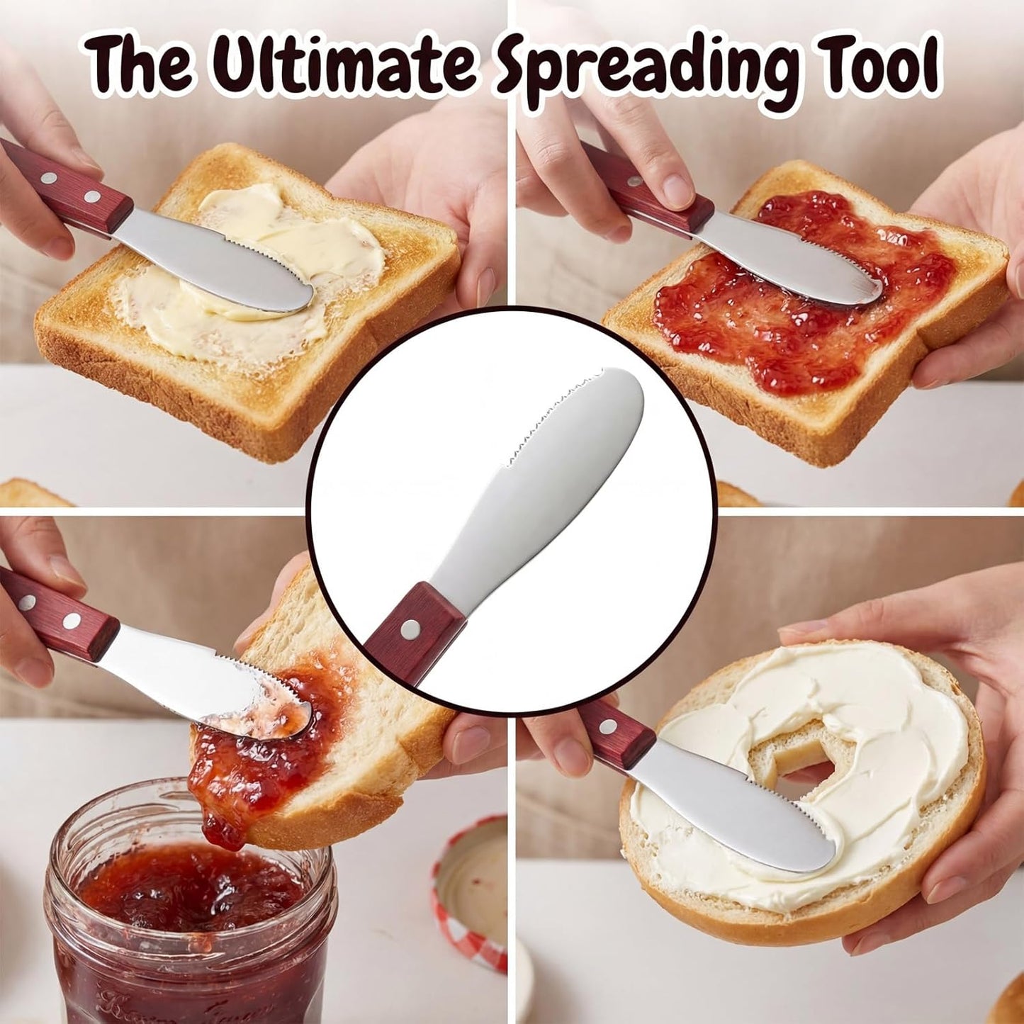 Butter Spreader Knife, 2 PCS Cheese Knives Stainless Steel Sandwich Knife Butter Knives Spreader Set with Wood Handle for Sandwich Cream Toast Appetizers Serving Party Supplies