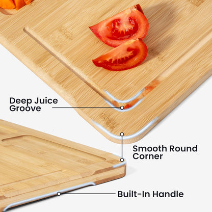 Extra Large Bamboo Cutting Board, 17" x 11" Cutting Boards for Kitchen Charcuterie Boards with Juice Groove and Handles, Chopping Board for Meat, Vegetables and Cheese