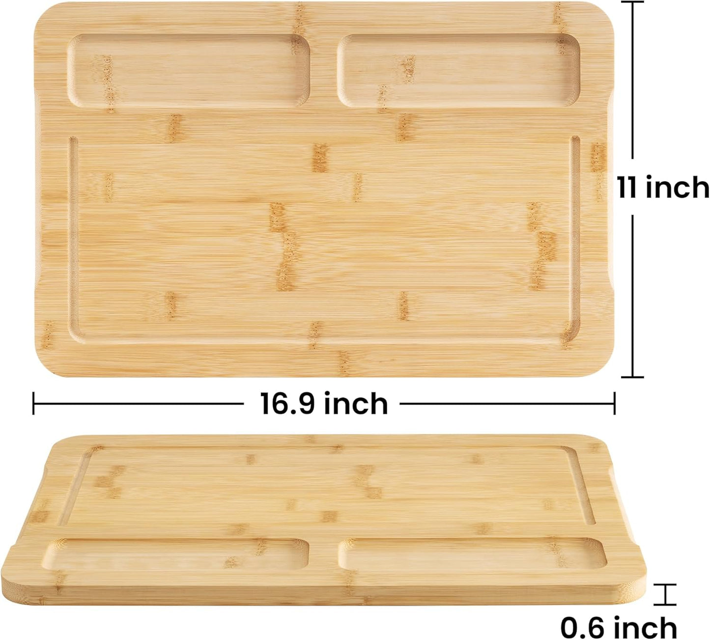 Extra Large Bamboo Cutting Board, 17" x 11" Cutting Boards for Kitchen Charcuterie Boards with Juice Groove and Handles, Chopping Board for Meat, Vegetables and Cheese