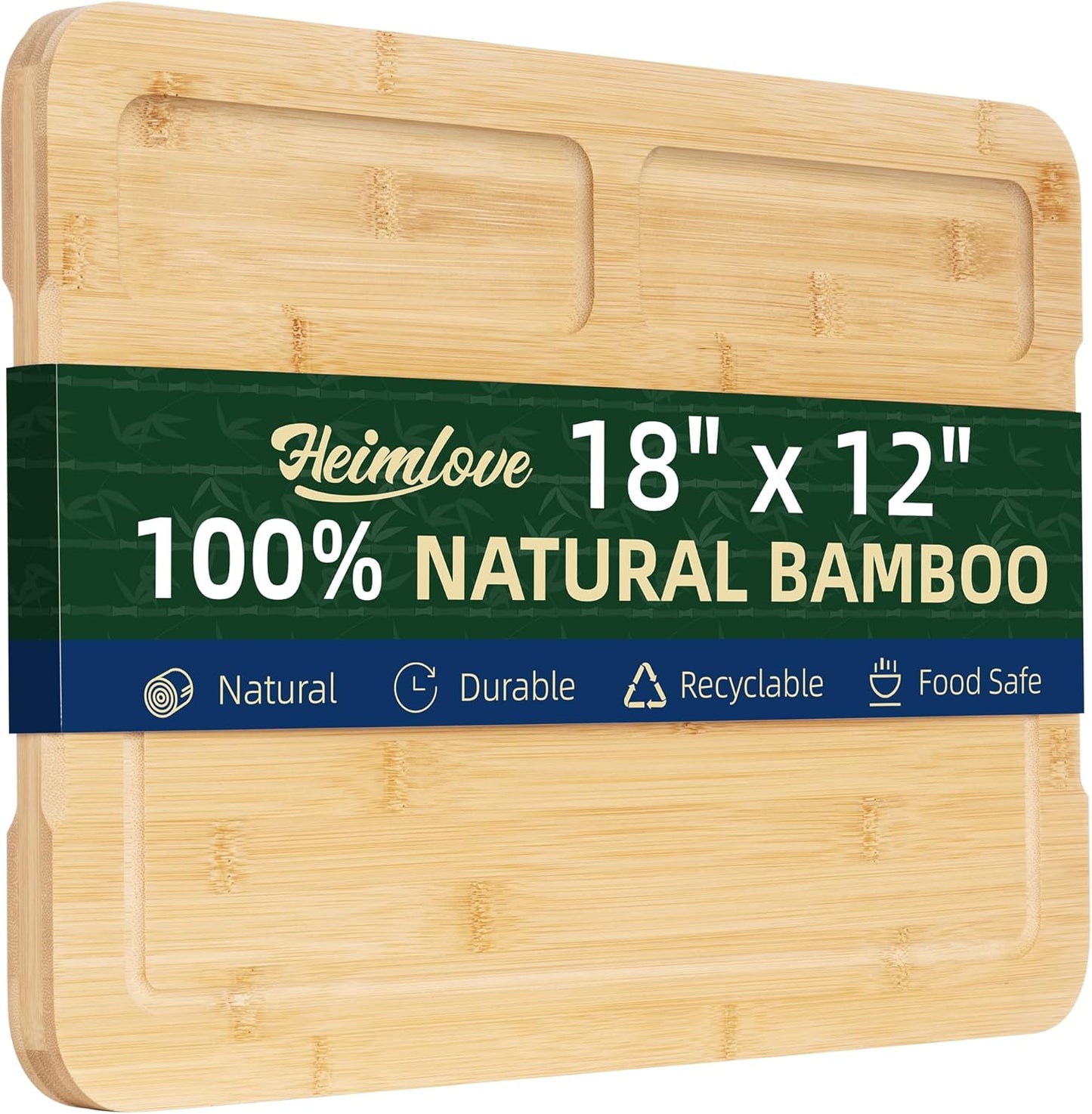 Extra Large Bamboo Cutting Board, 17" x 11" Cutting Boards for Kitchen Charcuterie Boards with Juice Groove and Handles, Chopping Board for Meat, Vegetables and Cheese