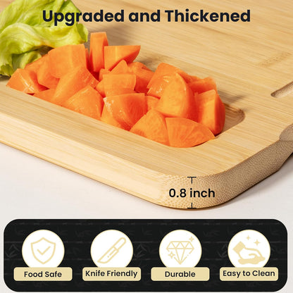Extra Large Bamboo Cutting Board, 17" x 11" Cutting Boards for Kitchen Charcuterie Boards with Juice Groove and Handles, Chopping Board for Meat, Vegetables and Cheese